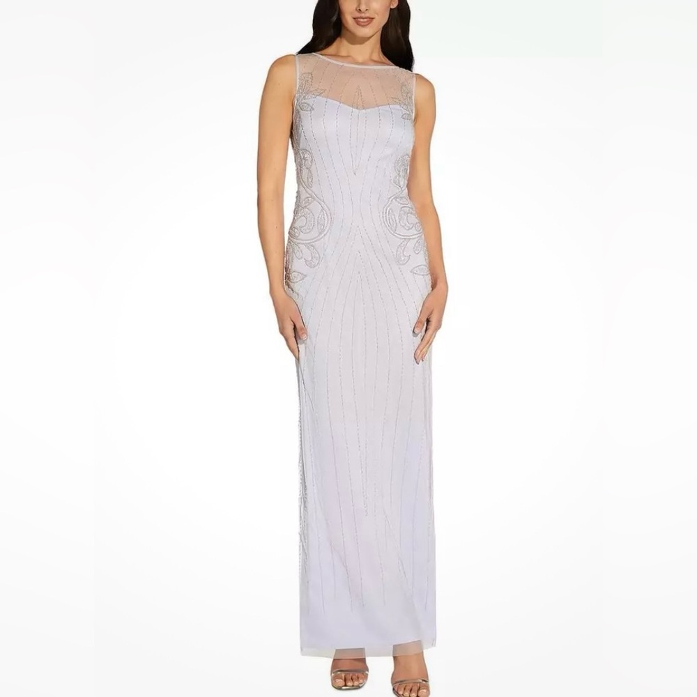 NWT Adrianna Papell dress size 12 powder blue long floor length beaded dress 🩵
